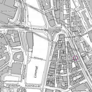 Strassenkarte Umgebung Central Zürich